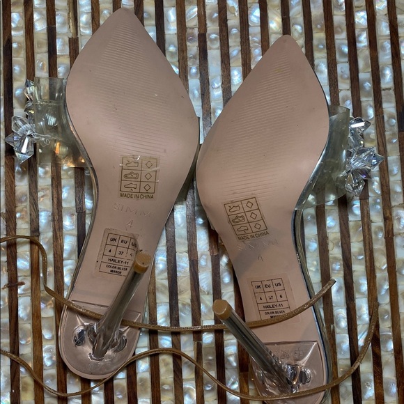 Simmi London NWOT or Box Silver Gem-Studded Crystal Embellished Heels - Picture 8 of 9